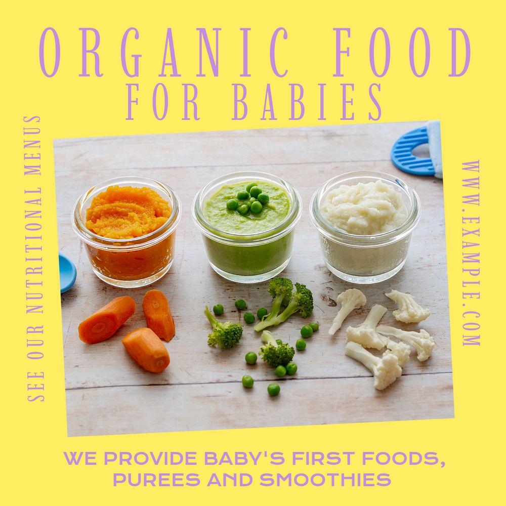 Baby food Instagram post template, editable design