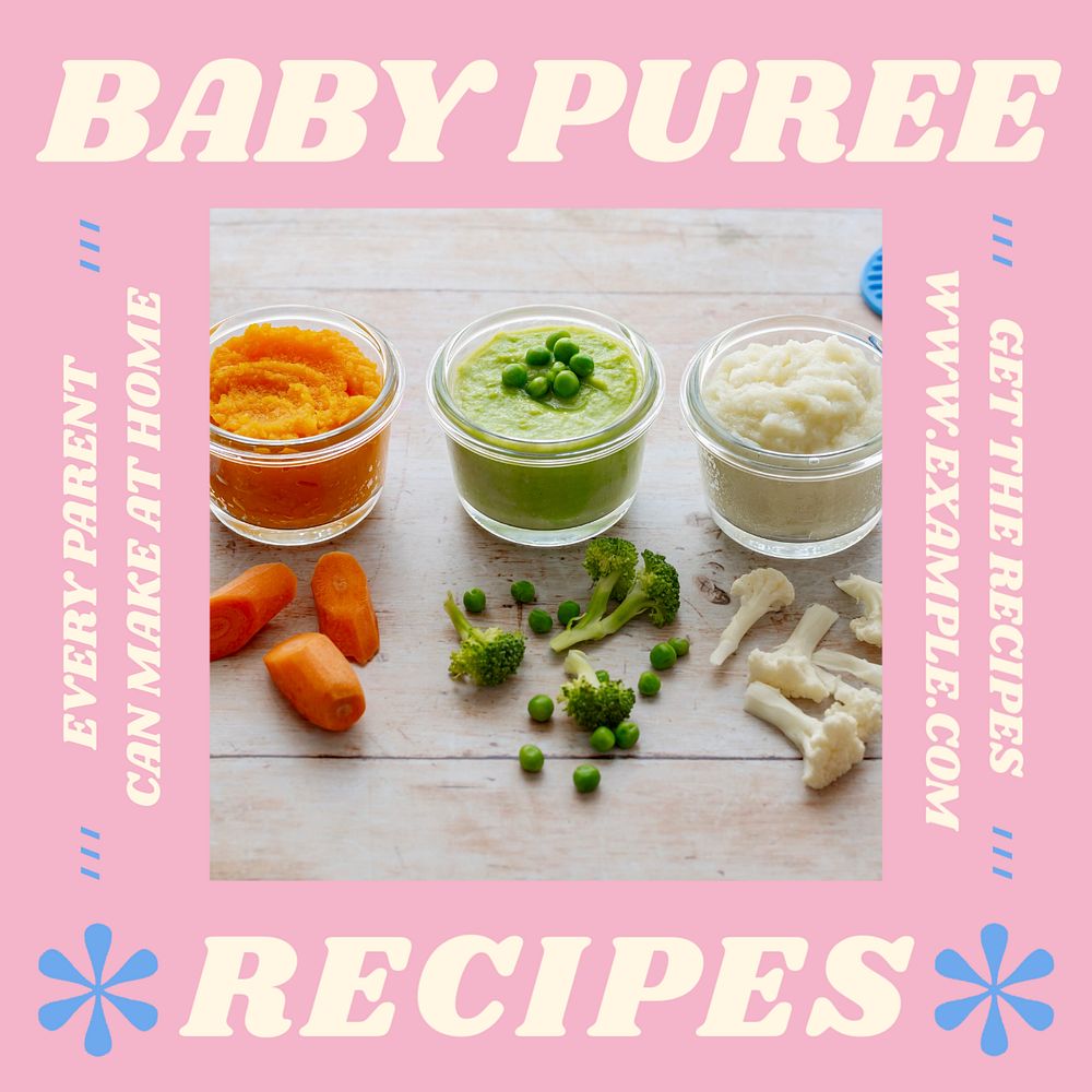 Baby puree Instagram post template, editable design