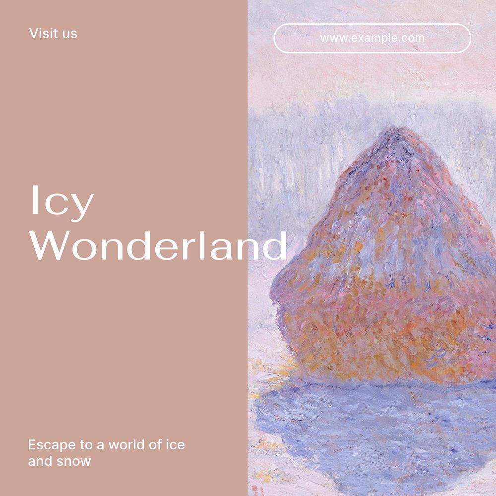 Icy wonderland world Facebook post template, editable social media ad