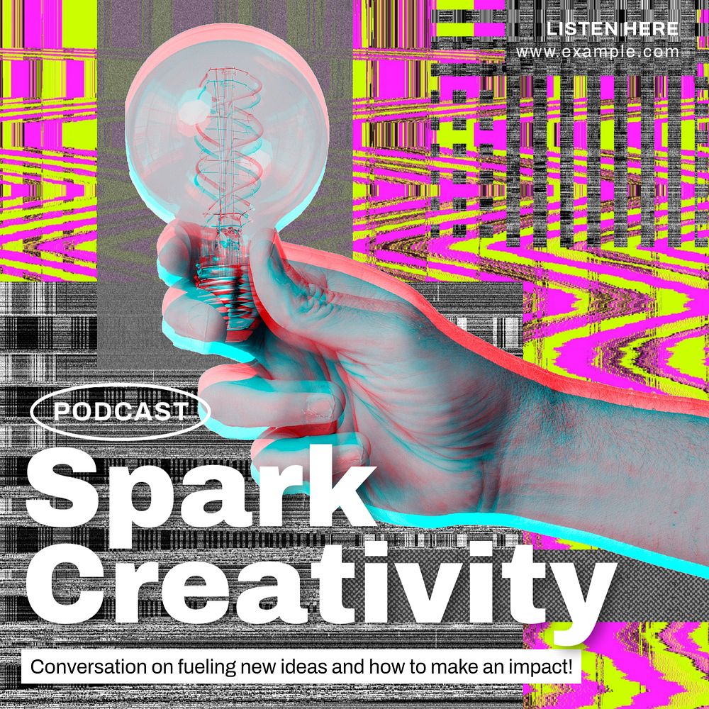 Spark creativity podcast Instagram post template, editable text