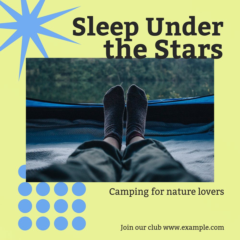 Camping Instagram post template, editable design