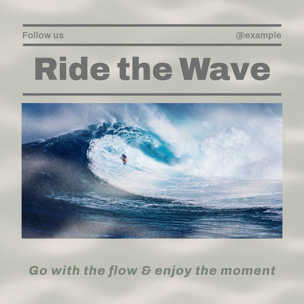 Wave & positivity quote Instagram post template, editable design