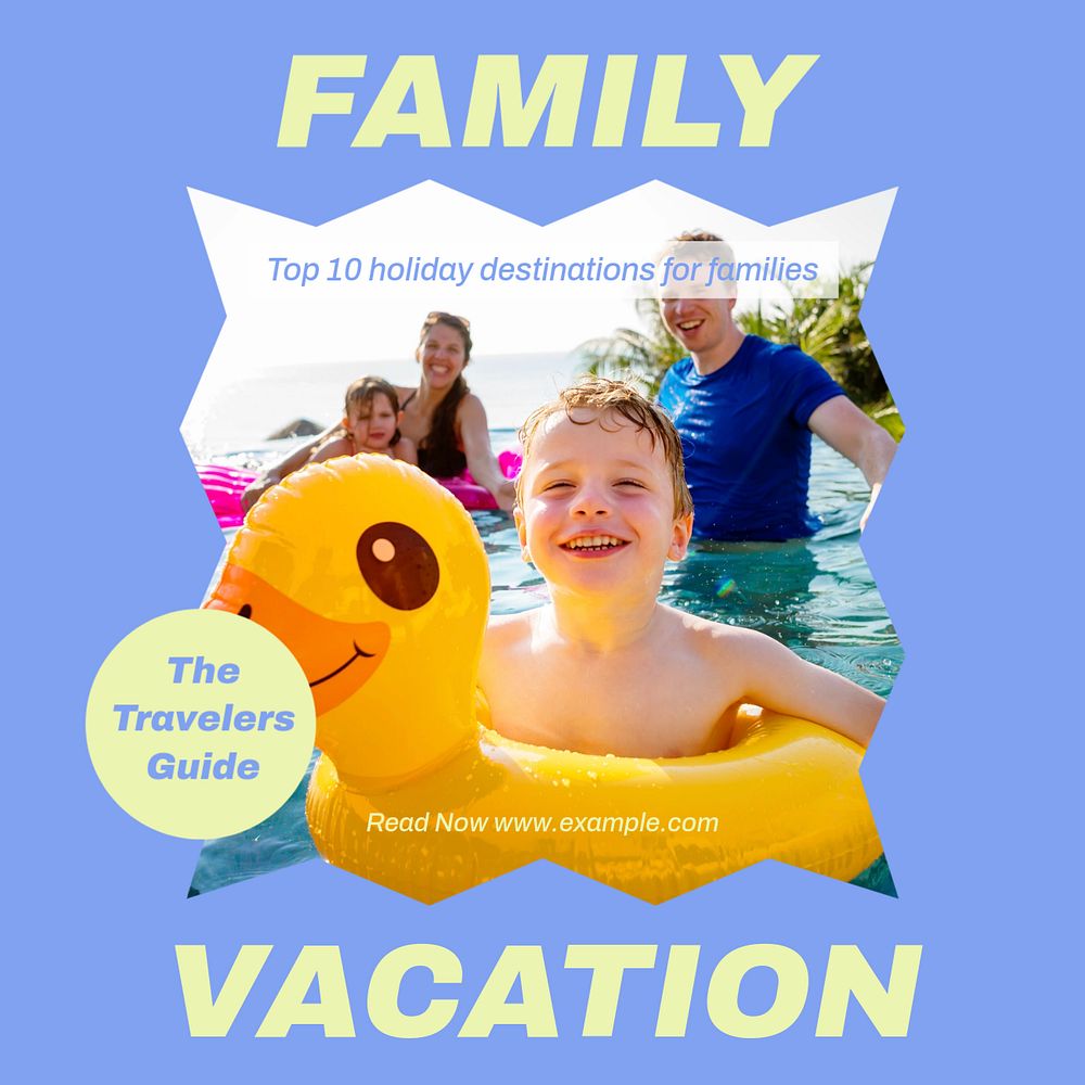 Family vacation Instagram post template, editable design