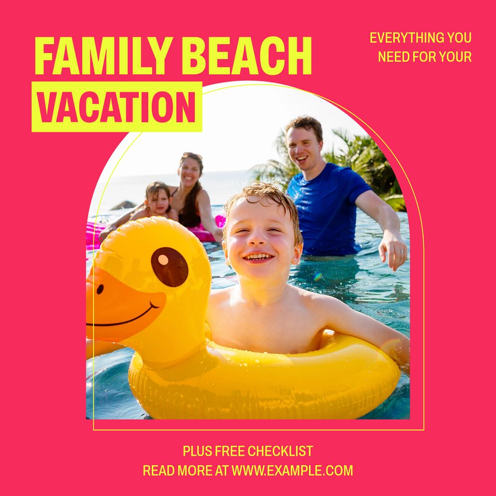 Family vacation Instagram post template, editable design