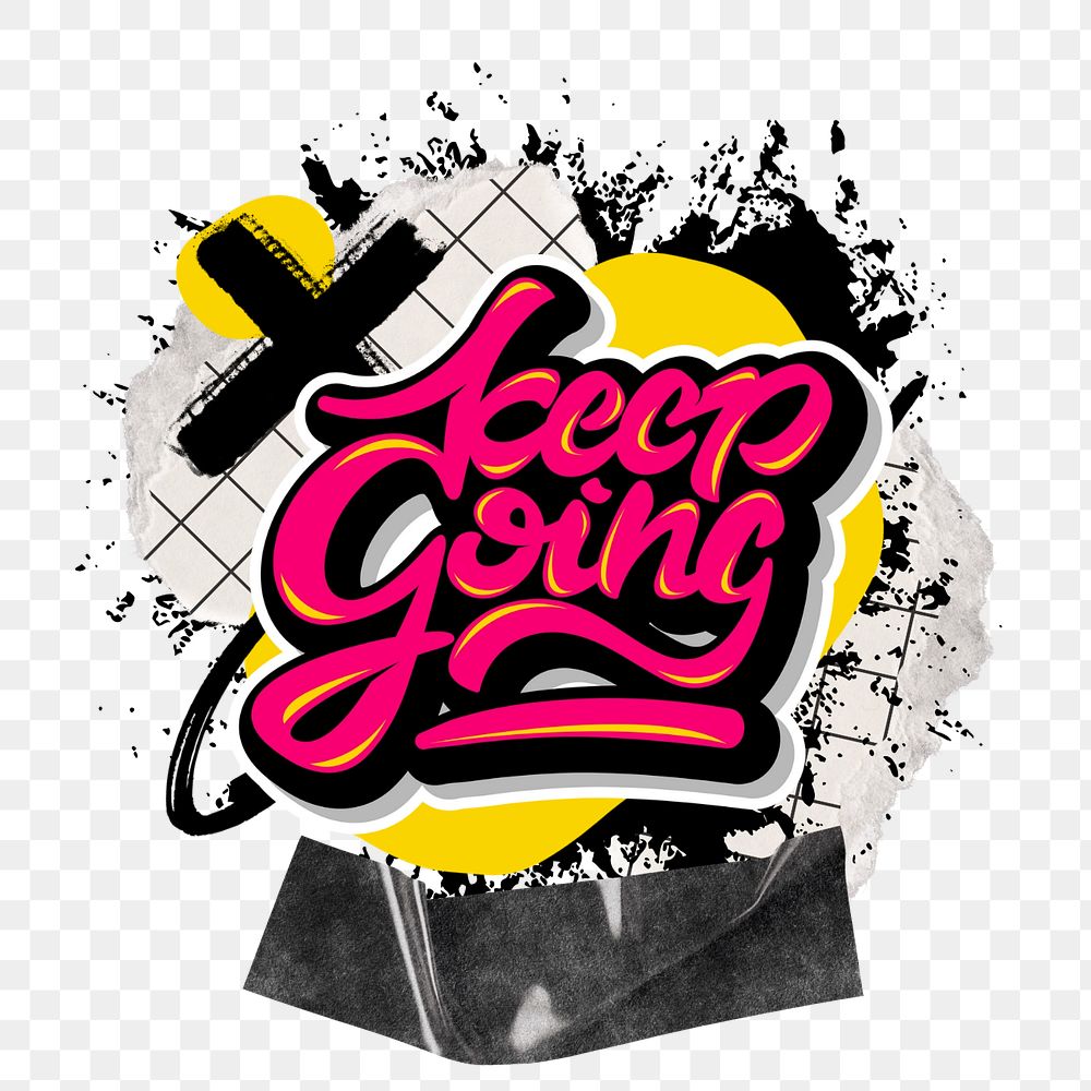 Keep going png word, urban street typography, editable design