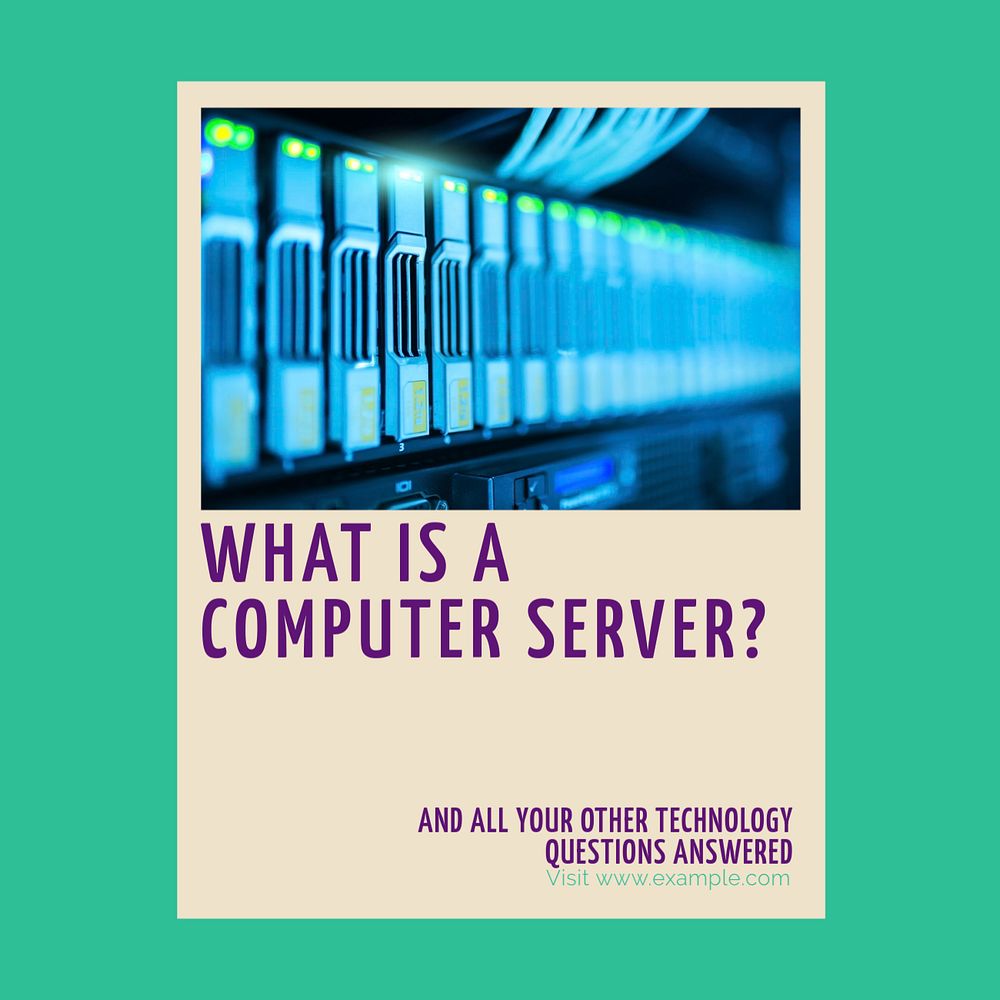Computer server Instagram post template, editable design