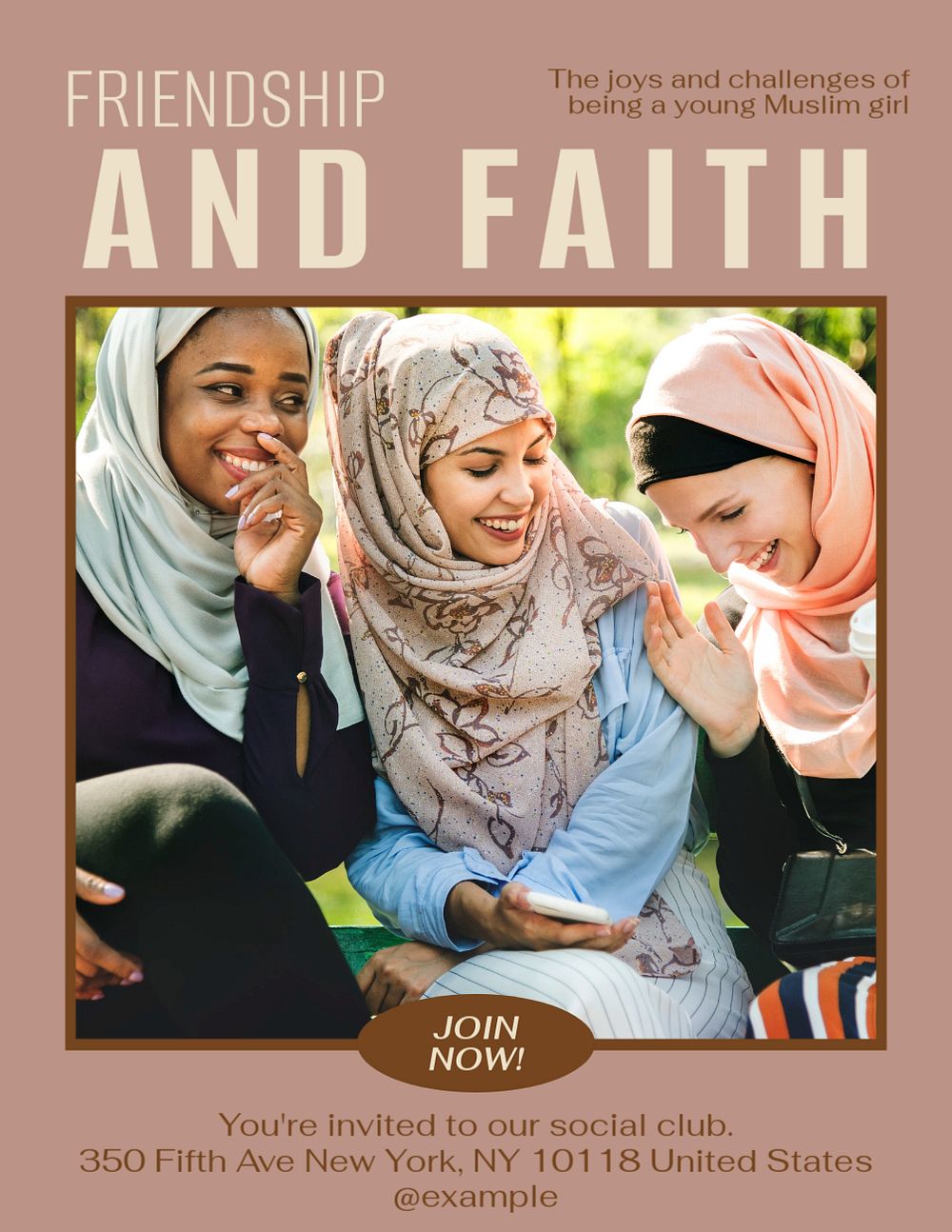 Friendship and faith flyer template, editable text
