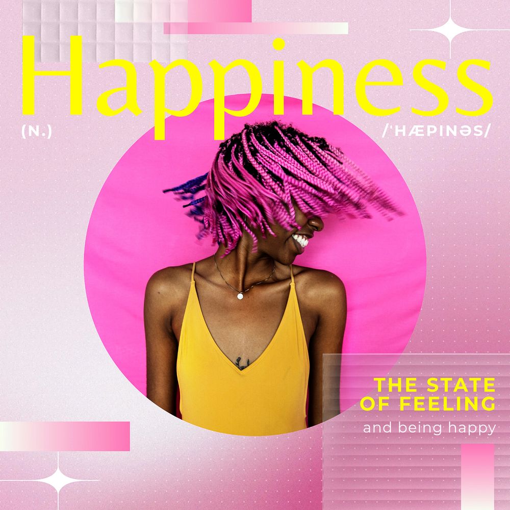 Happiness Instagram post template, editable text