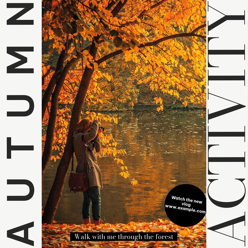 Autumn forest walk Facebook post template, editable social media ad