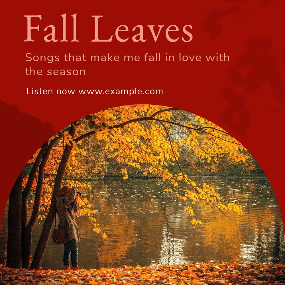 Fall playlist Facebook post template, editable social media ad