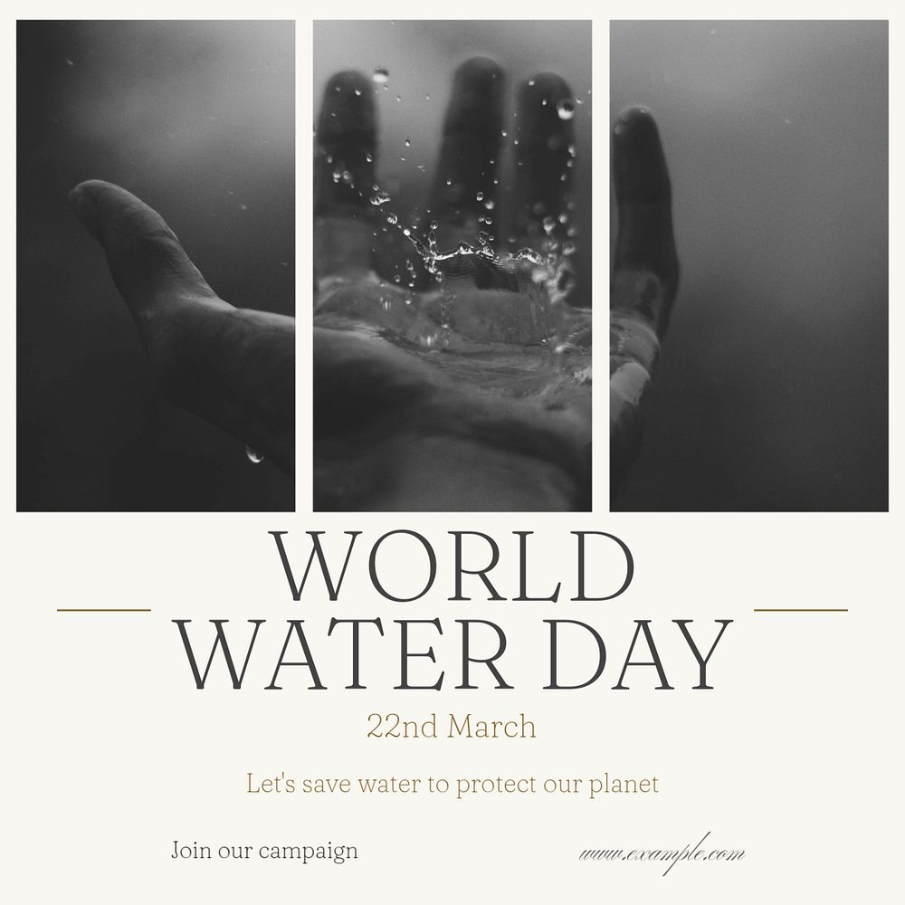 World water day Facebook post template, editable social media ad