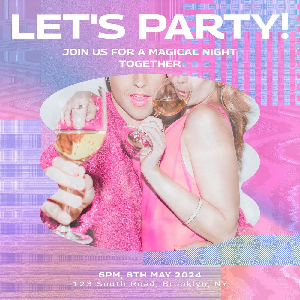 Let's party Instagram post template, editable text