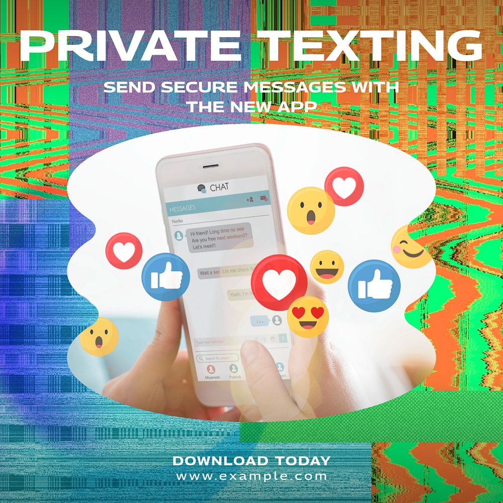 Private texting Instagram post template, editable text