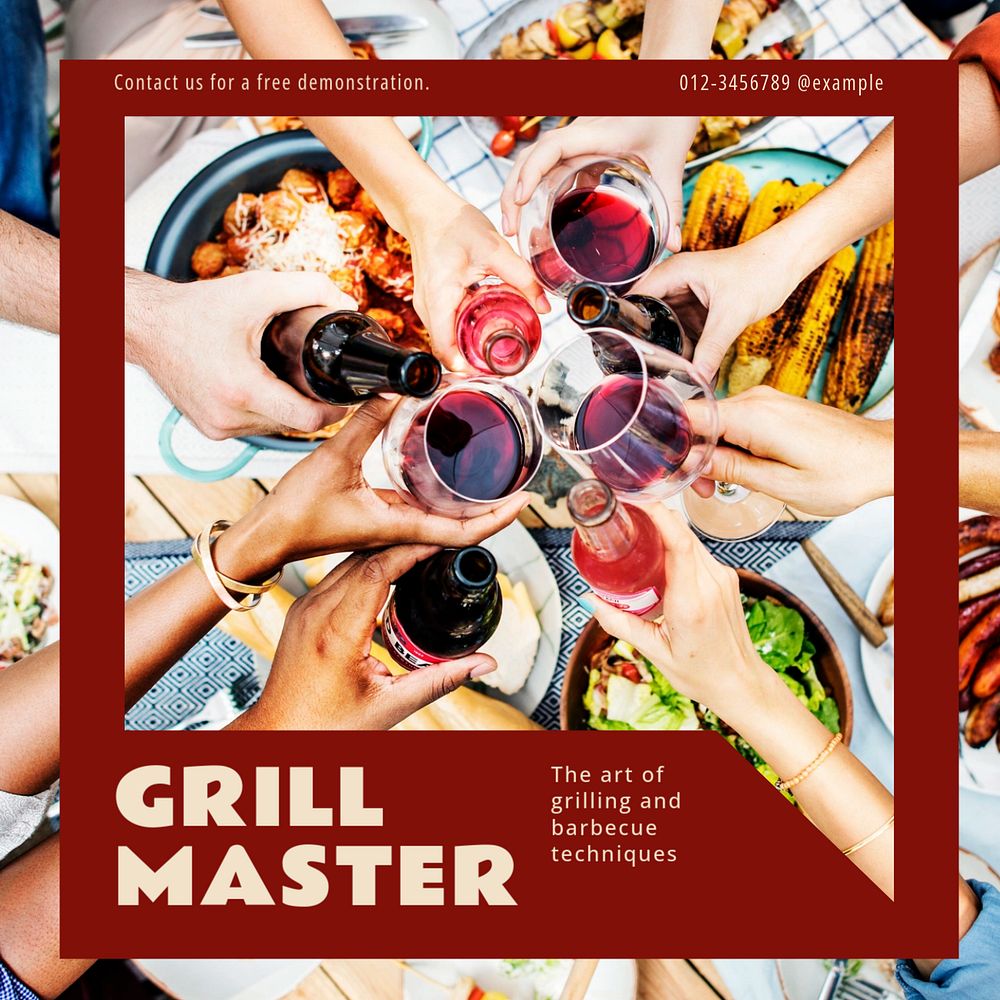 Grill Master Instagram post template, editable design