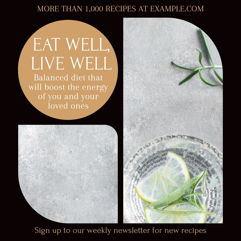 Healthy eating Facebook post template, editable social media ad