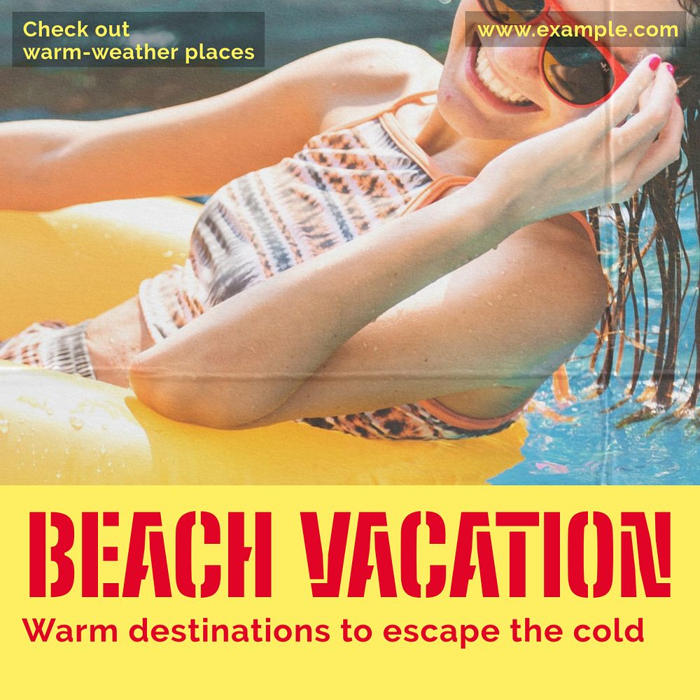 Beach vacation Instagram post template, editable design