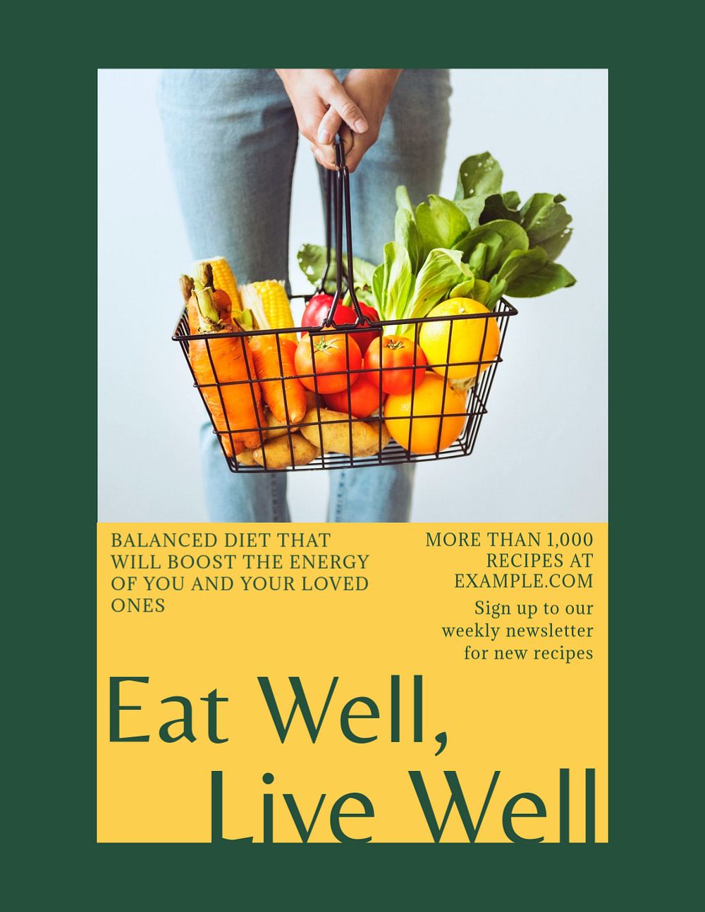 Healthy eating flyer template, editable text & design