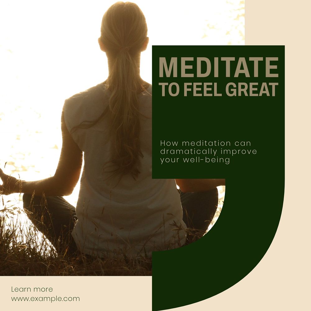 Meditation Instagram post template, editable design