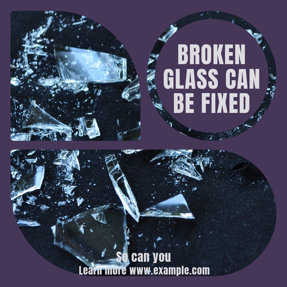 Broken glass Instagram post template, editable design