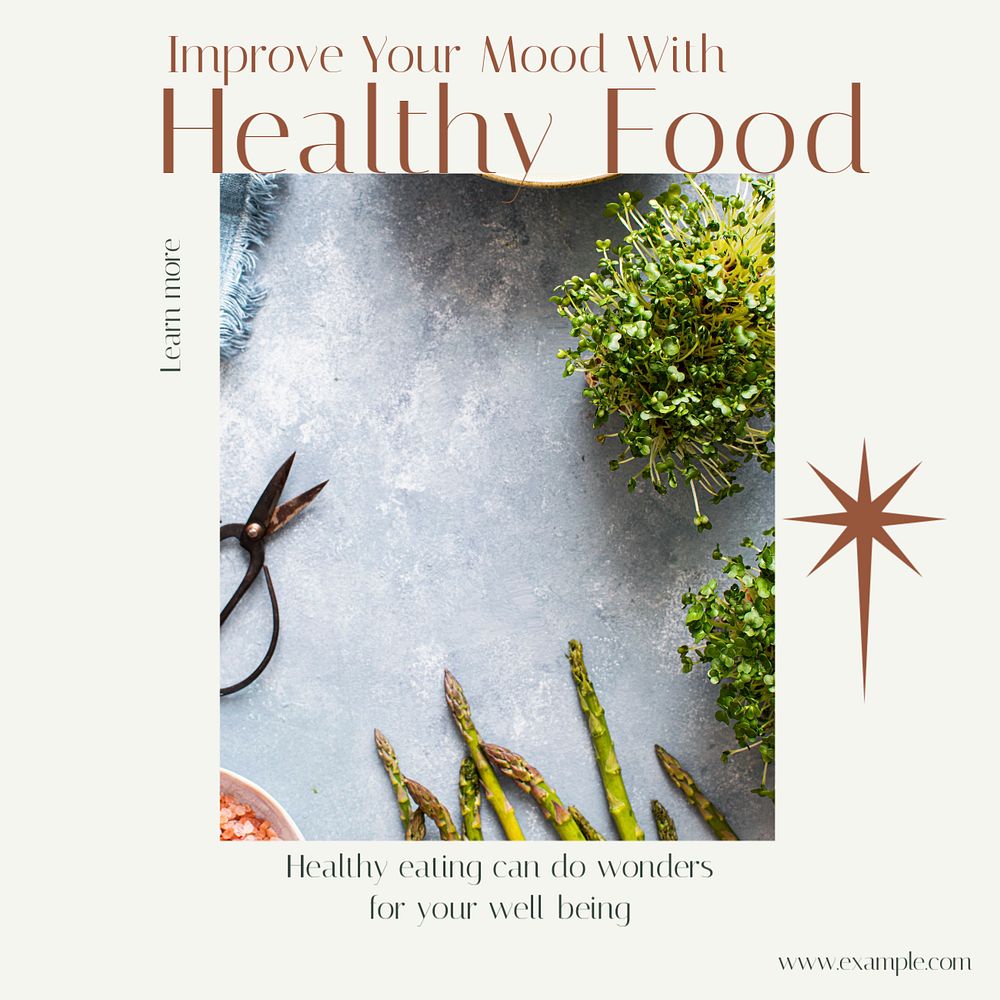 Healthy eating Facebook post template, editable social media ad