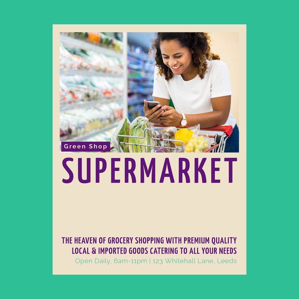 Supermarket Instagram post template, editable design