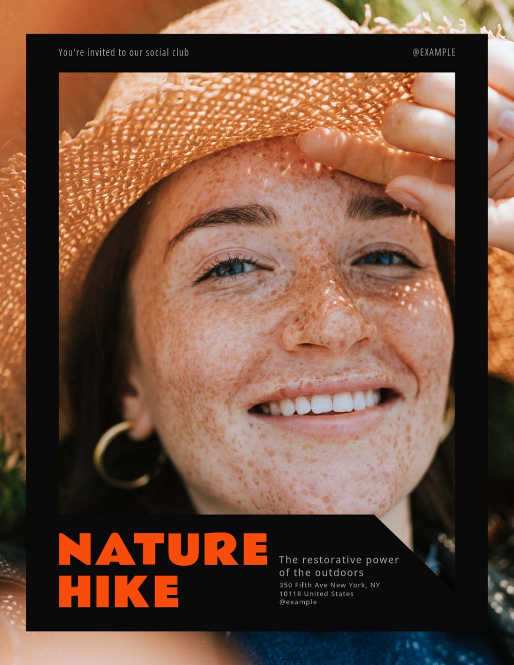 Nature hike flyer template, editable text