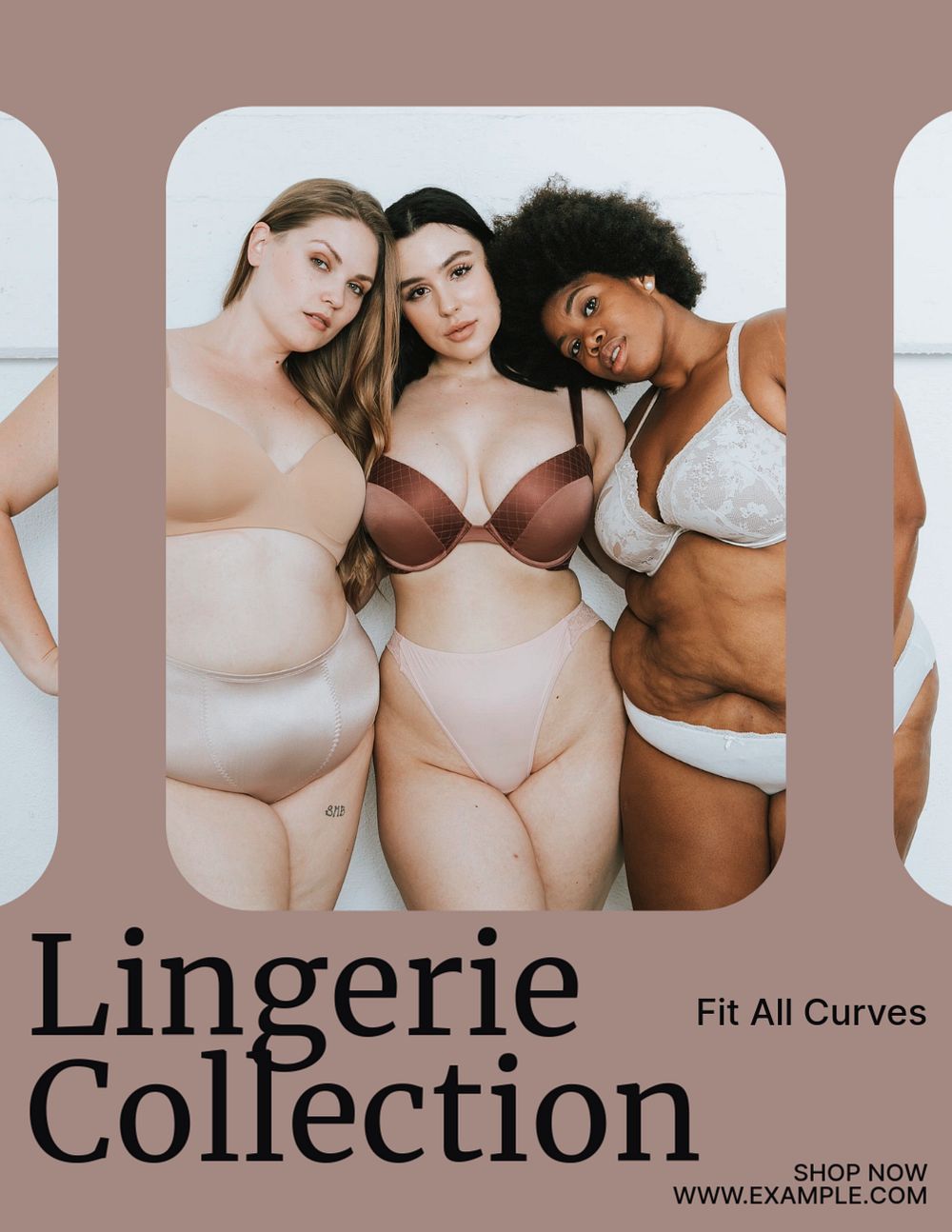 Lingerie collection flyer template, editable text