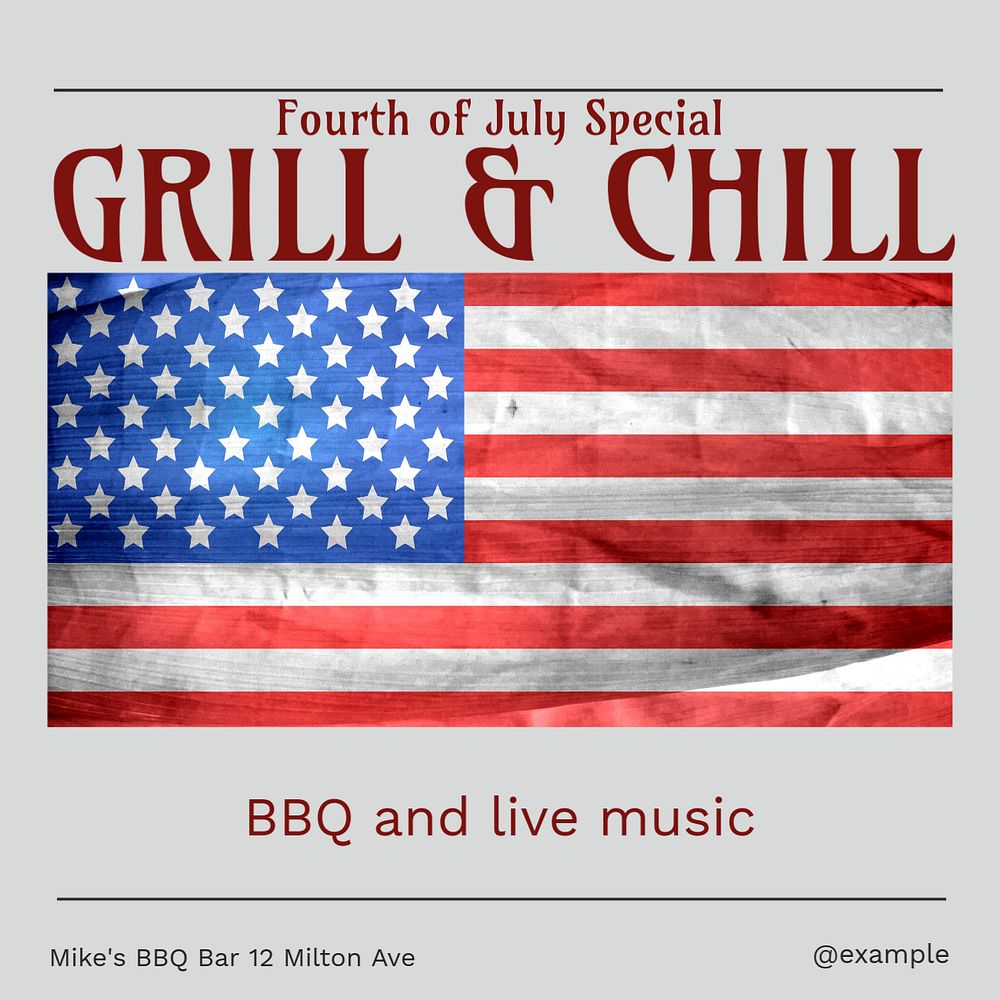 Independence day BBQ Instagram post template, editable design