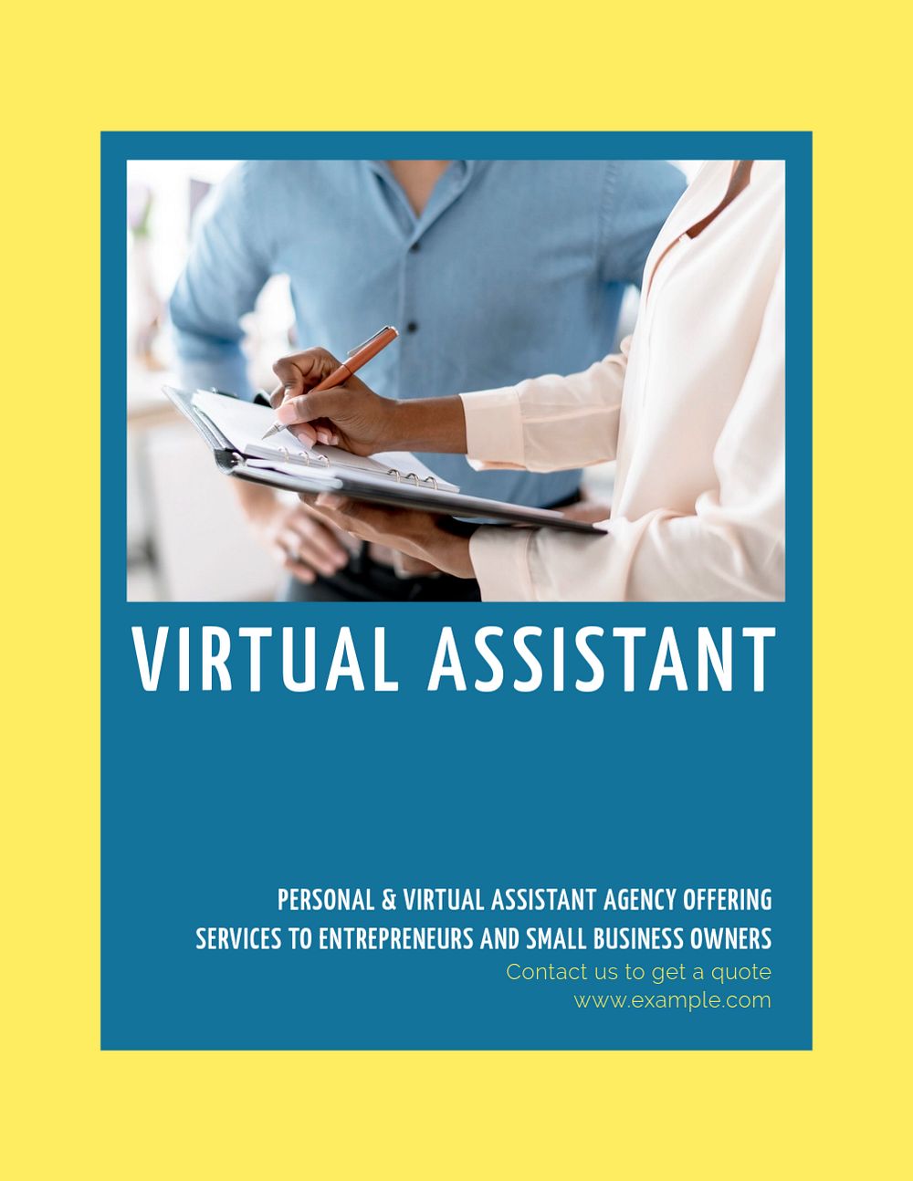 Virtual assistant flyer template, editable text