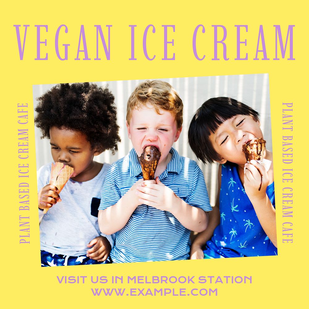 Vegan ice cream Instagram post template, editable design
