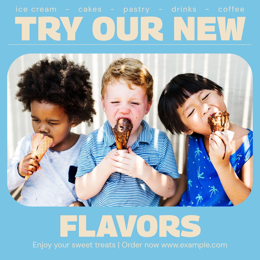 New flavors Instagram post template, editable design