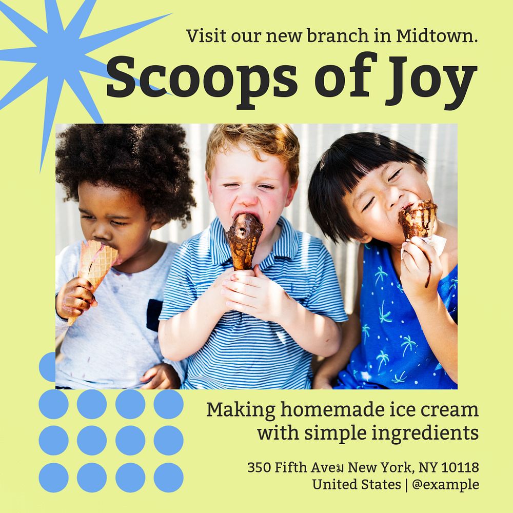 Scoops of joy Instagram post template, editable design