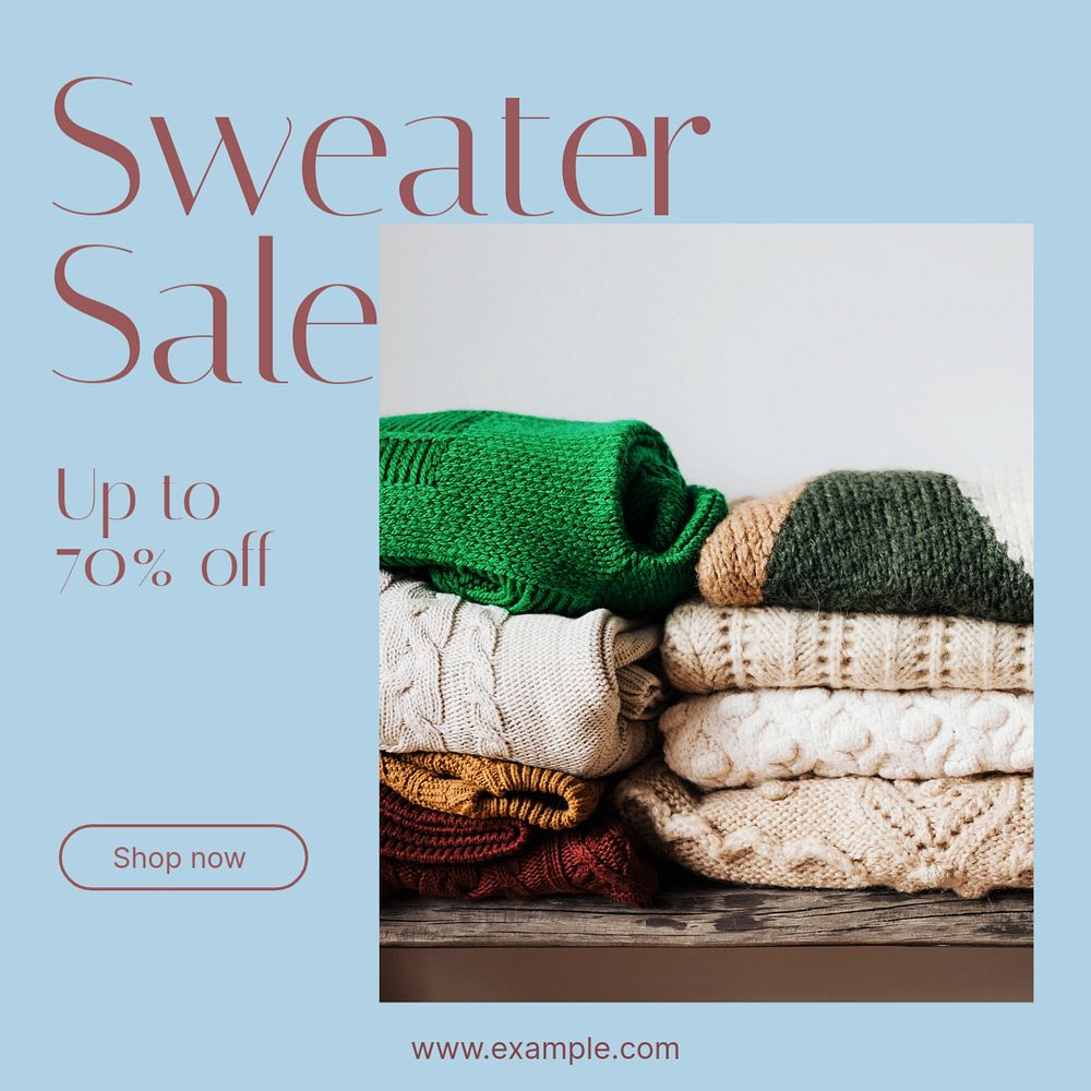 Sweater sale Facebook post template, editable social media ad