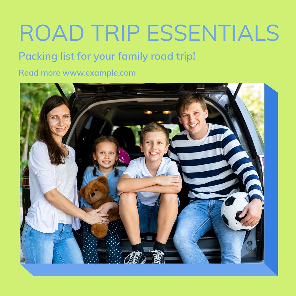 Family road trip Instagram post template, editable design