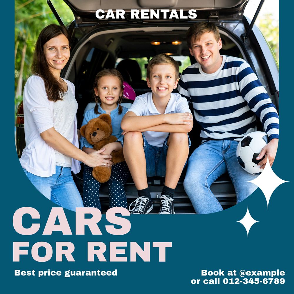 Car for rent Instagram post template, editable design