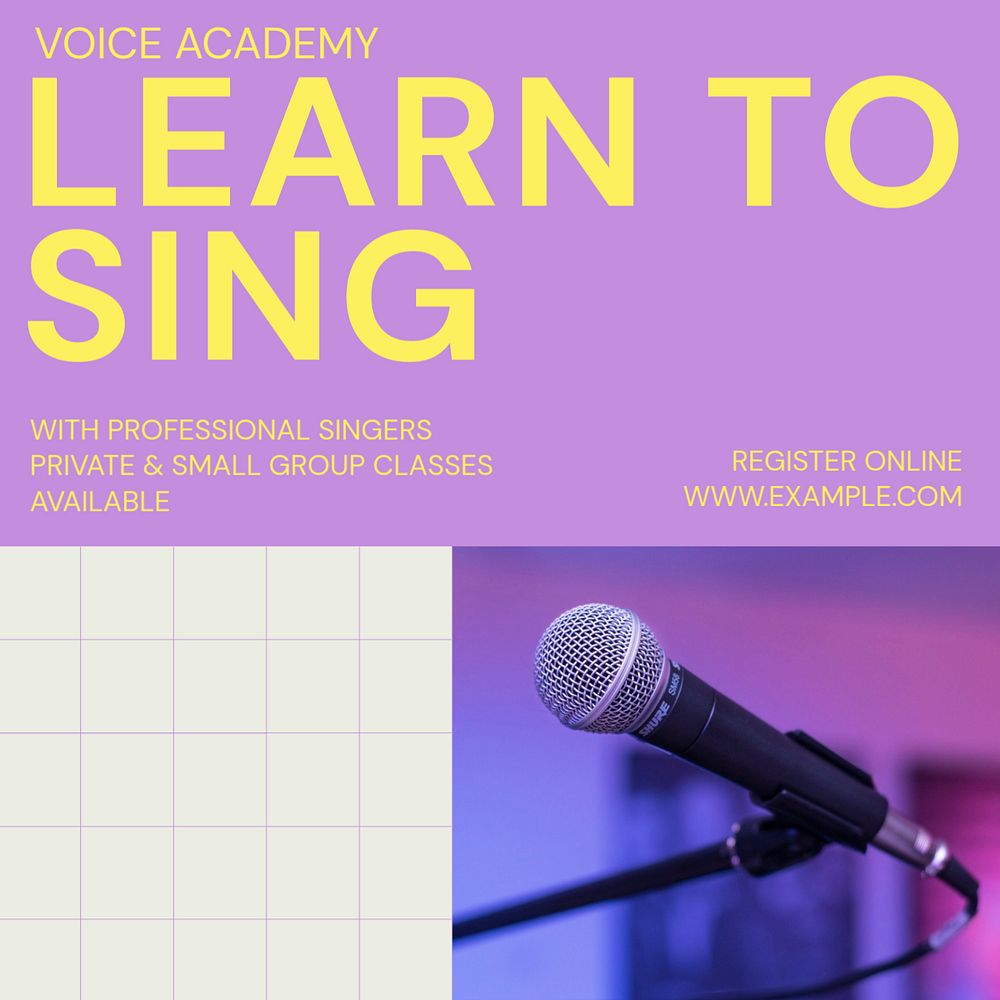 Singing lesson Instagram post template, editable design