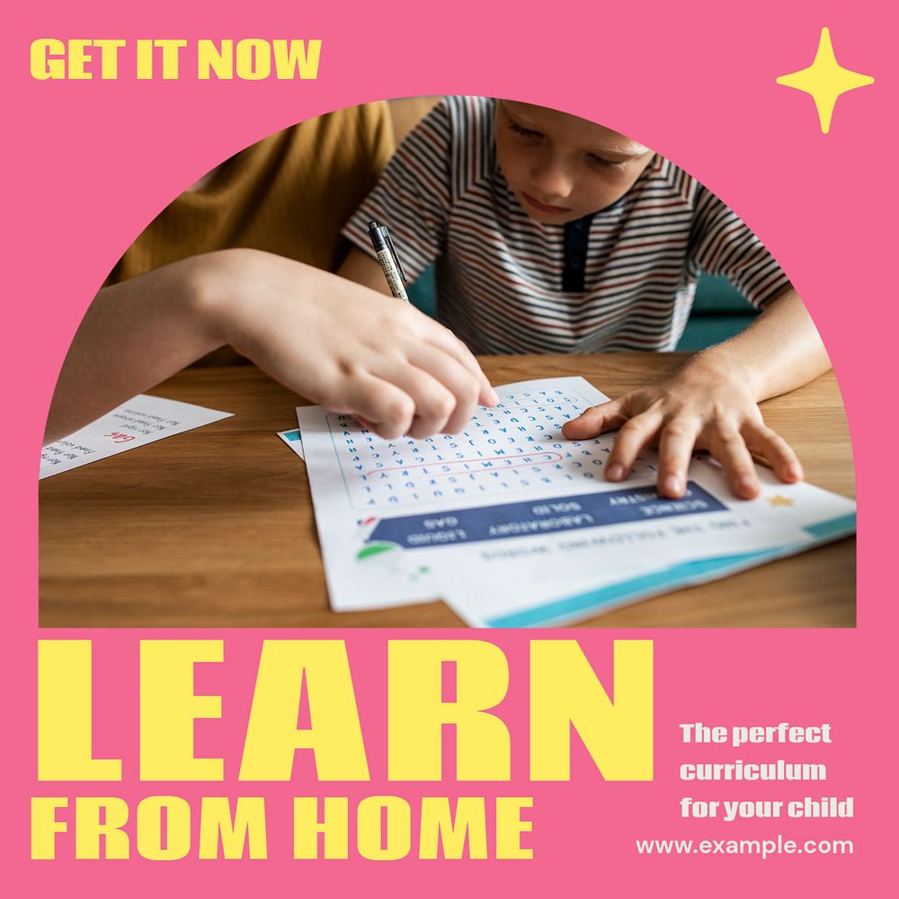 Home school Instagram post template, editable design