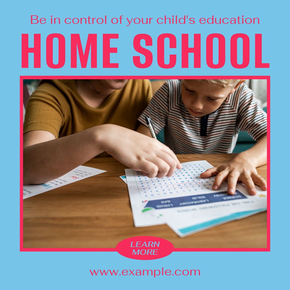 Home school Instagram post template, editable design