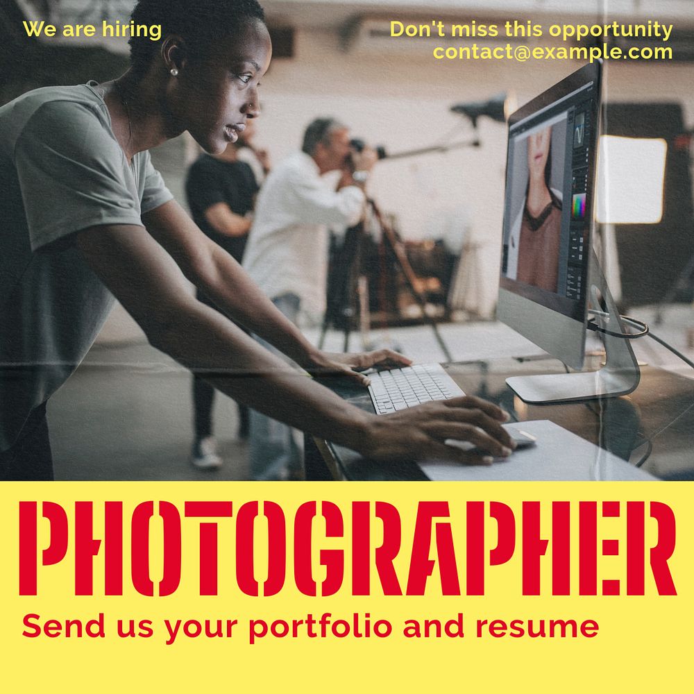 Photographer job Instagram post template, editable design