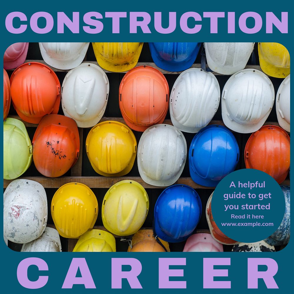 Construction career Instagram post template, editable design