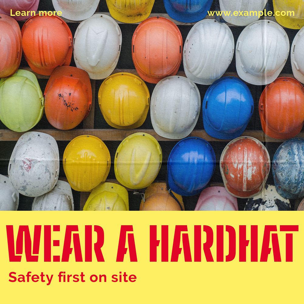 Hardhats for safety Instagram post template, editable design