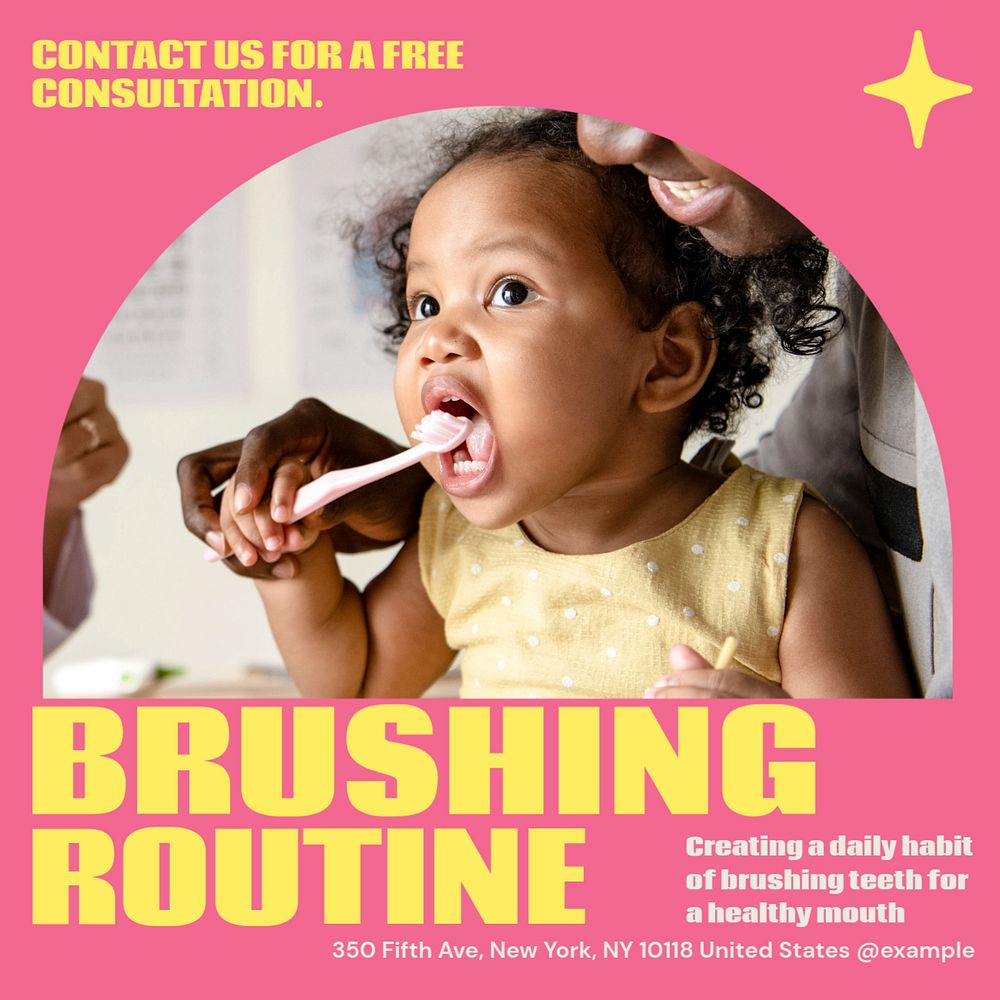 Brushing routine Instagram post template, editable design