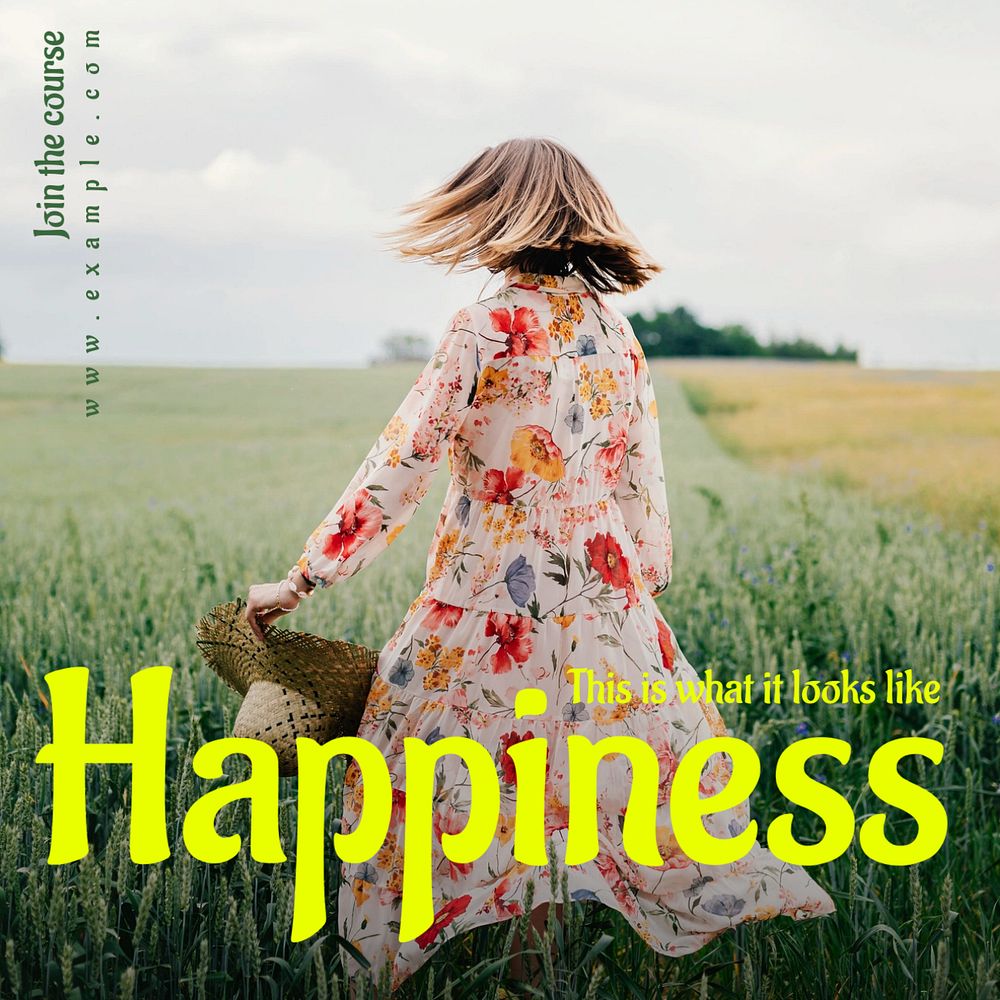 Happiness Instagram post template, editable text