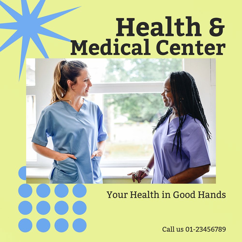 Health & medical center Instagram post template, editable design