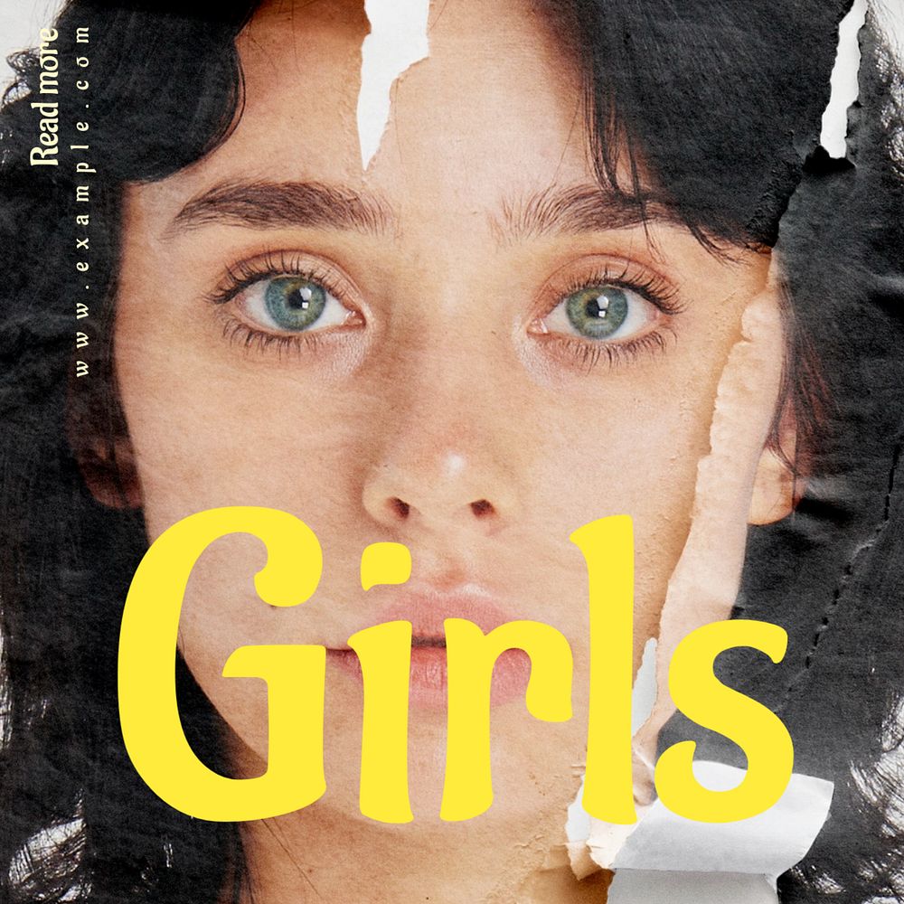 Girls Instagram post template, editable text