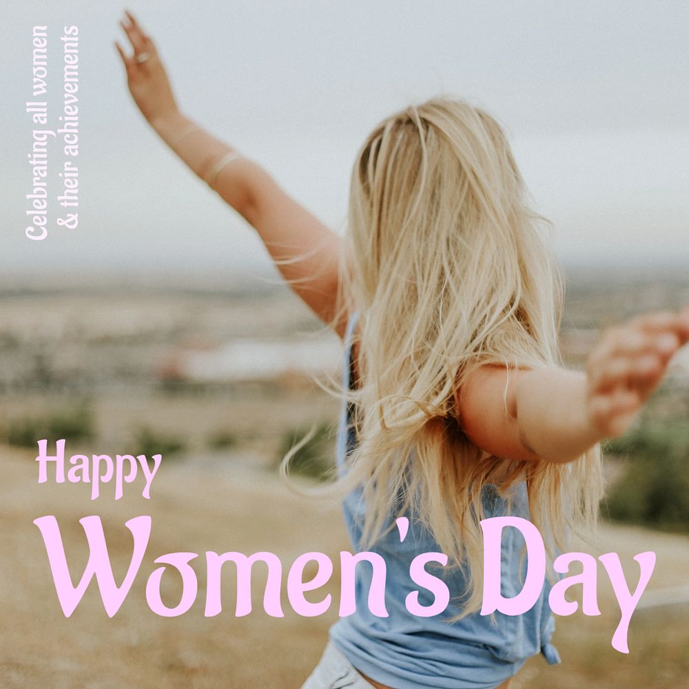 Women's day Instagram post template, editable text