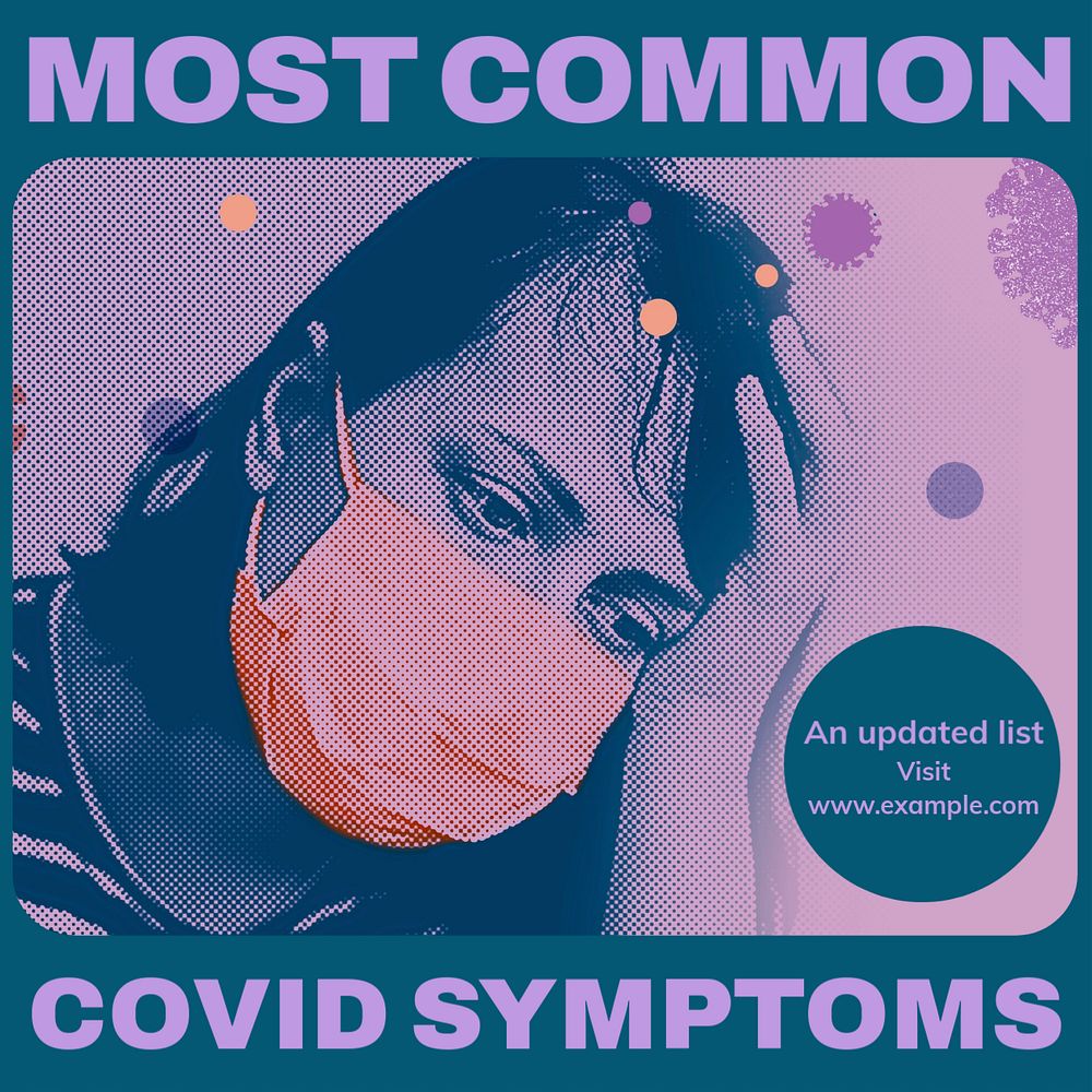 Covid symptoms Instagram post template, editable design