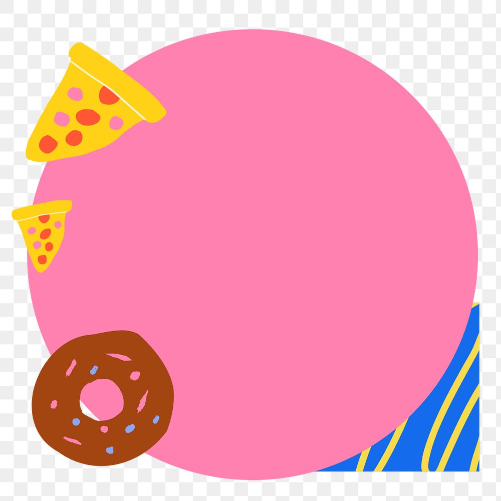 Pink circle frame png element, editable food design