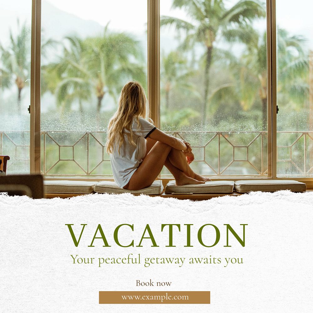 Hawaii vacation Instagram post template, editable text