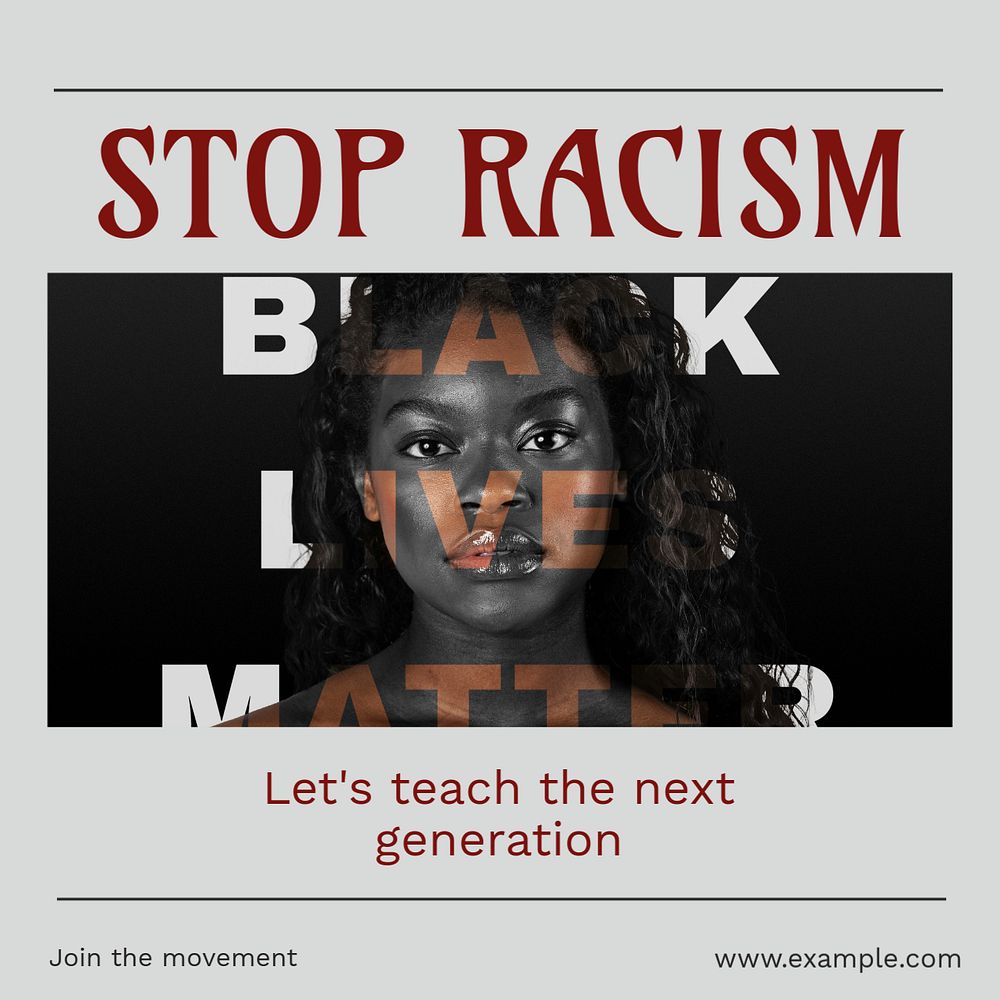 Stop racism Instagram post template, editable design